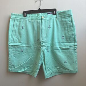 Vineyard Vines Men's Shorts Anchor Emblem Print Sea Cotton Mist Green Size 42